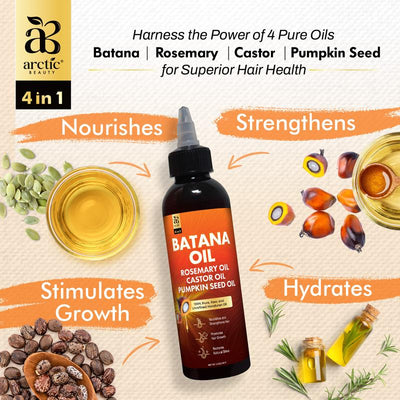 All In One Batana Oil - 100% Pure & Unrefined Honduran Oil with Rosemary, Castor & Pumpkin Seed Oil - For Scalp & Hair Health